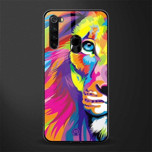 colourful fierce lion glass case for redmi note 8 image