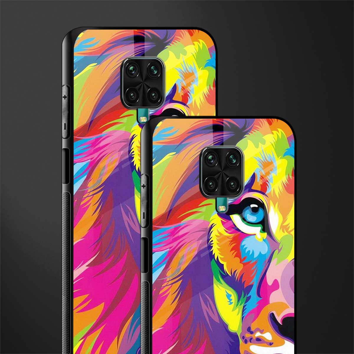 colourful fierce lion glass case for poco m2 pro image-2