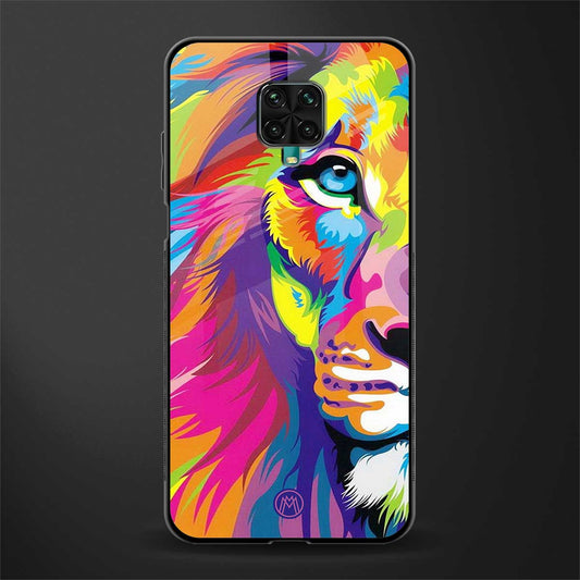 colourful fierce lion glass case for poco m2 pro image