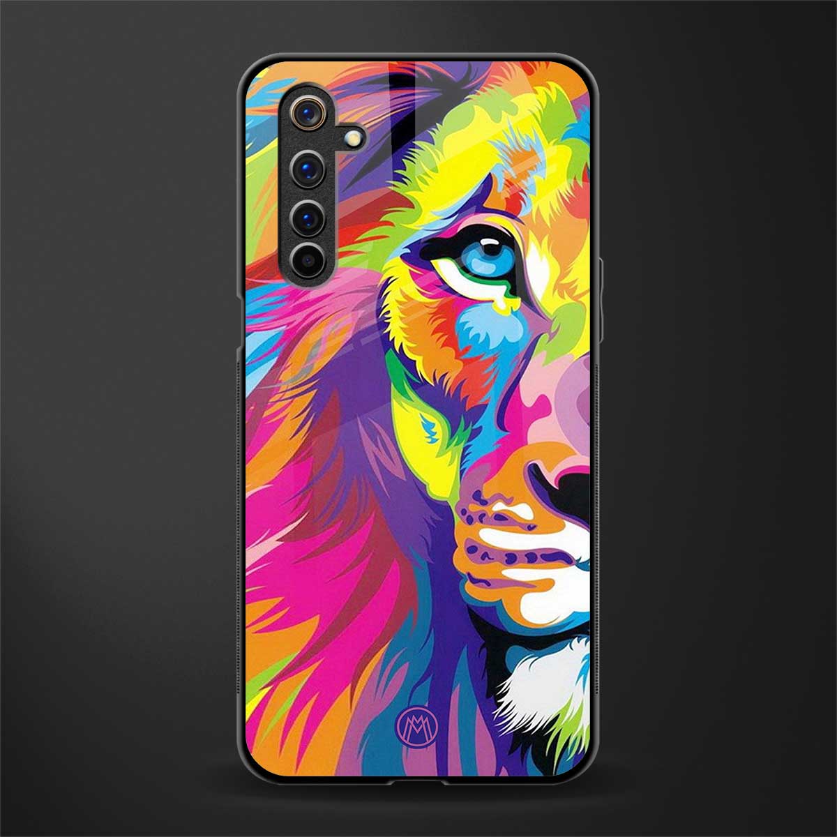 colourful fierce lion glass case for realme 6 pro image