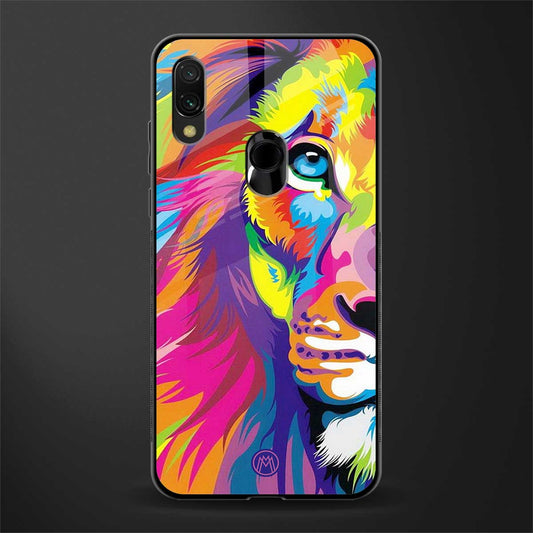 colourful fierce lion glass case for redmi y3 image