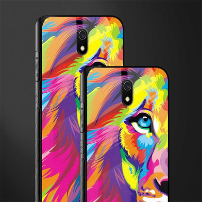 colourful fierce lion glass case for redmi 8a image-2
