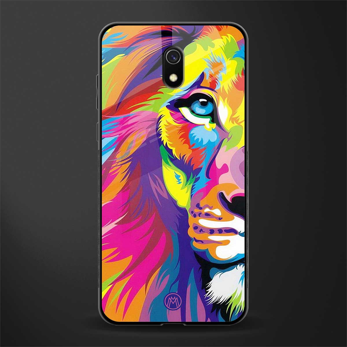 colourful fierce lion glass case for redmi 8a image