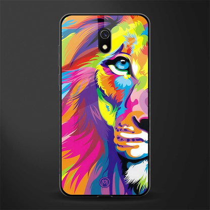 colourful fierce lion glass case for redmi 8a image