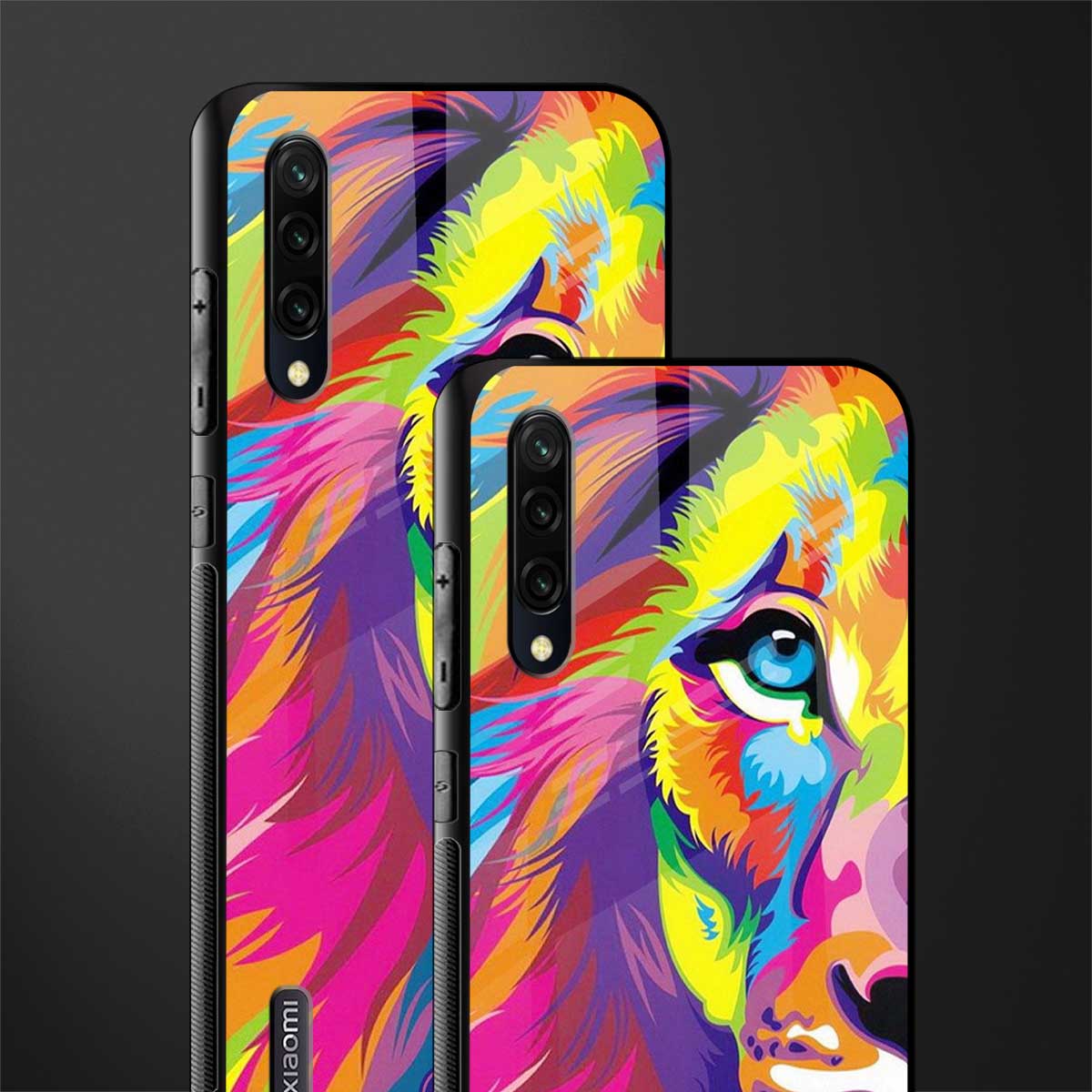 colourful fierce lion glass case for mi a3 redmi a3 image-2