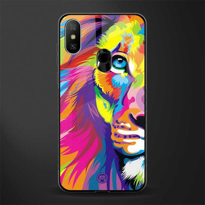 colourful fierce lion glass case for redmi 6 pro image