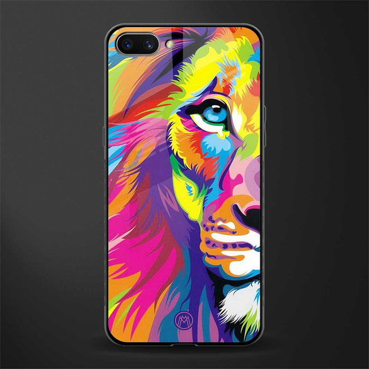 colourful fierce lion glass case for oppo a3s image