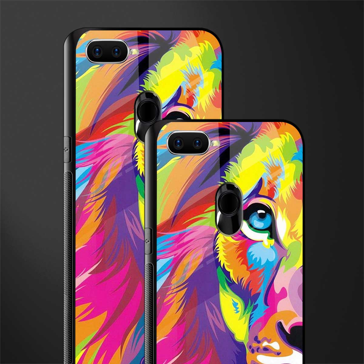 colourful fierce lion glass case for oppo a7 image-2