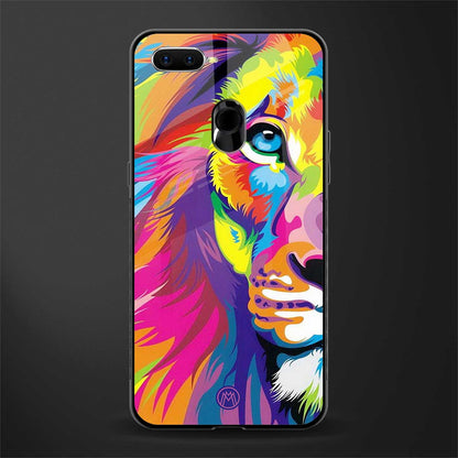 colourful fierce lion glass case for oppo a5s image