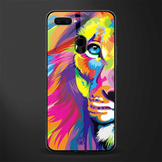 colourful fierce lion glass case for oppo a7 image