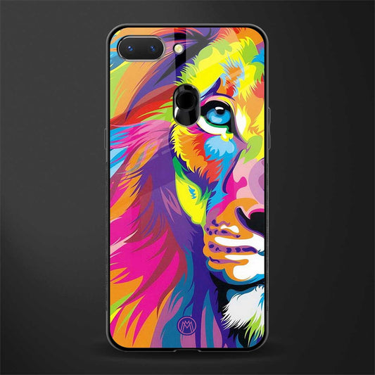 colourful fierce lion glass case for oppo a5 image