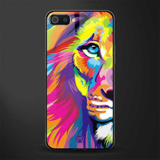 colourful fierce lion glass case for realme c2 image