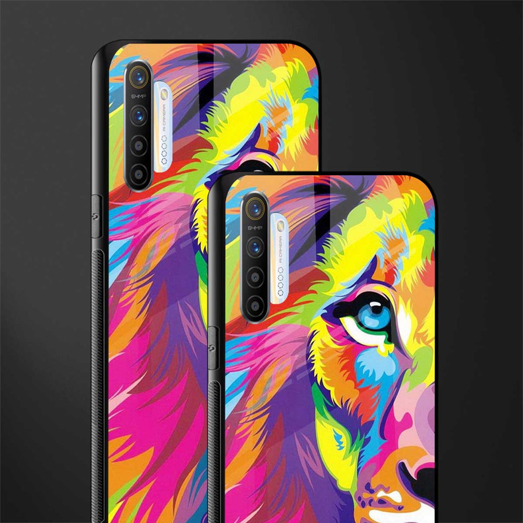colourful fierce lion glass case for realme xt image-2
