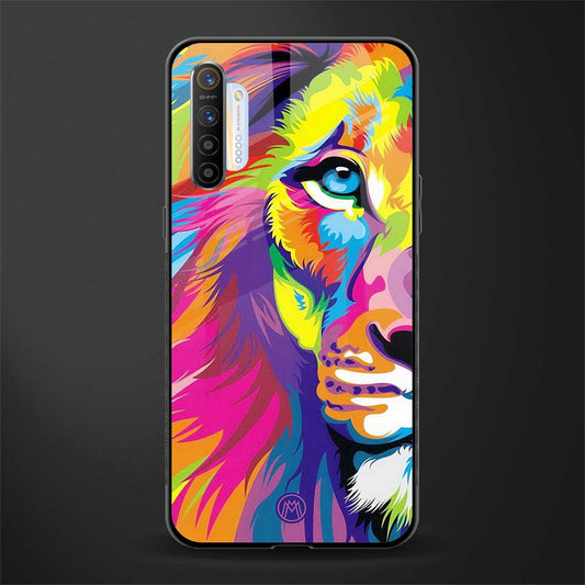 colourful fierce lion glass case for realme xt image