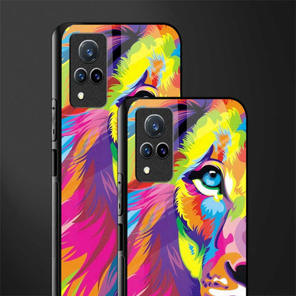 colourful fierce lion glass case for vivo v21 5g image-2