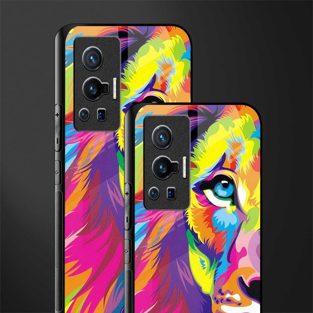 colourful fierce lion glass case for vivo x70 pro image-2