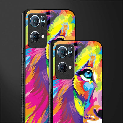 colourful fierce lion glass case for oppo reno7 pro 5g image-2