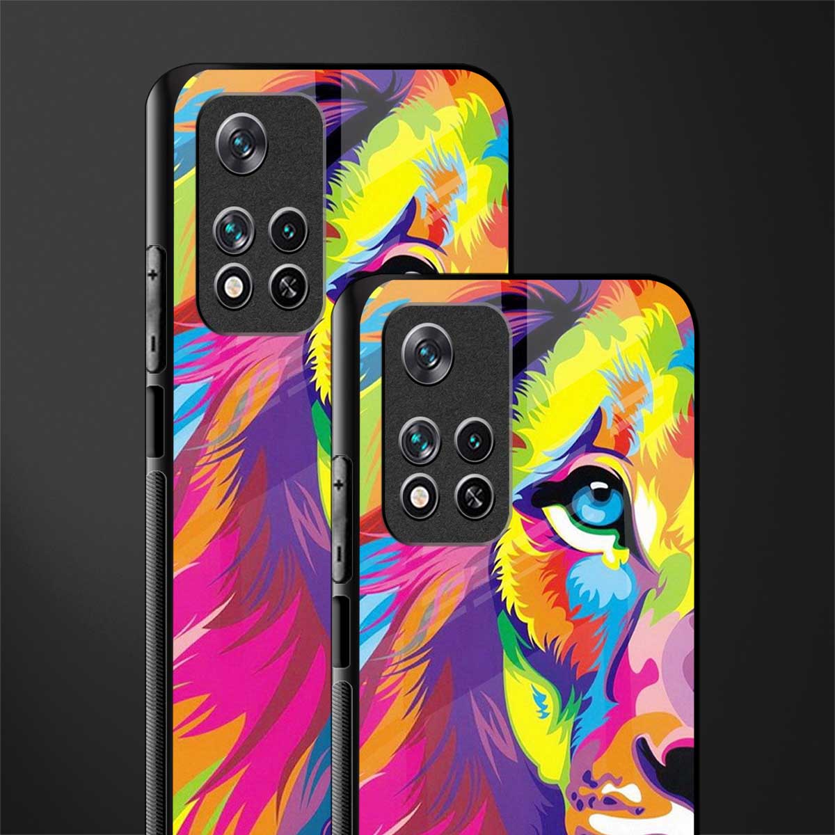 colourful fierce lion glass case for poco m4 pro 5g image-2