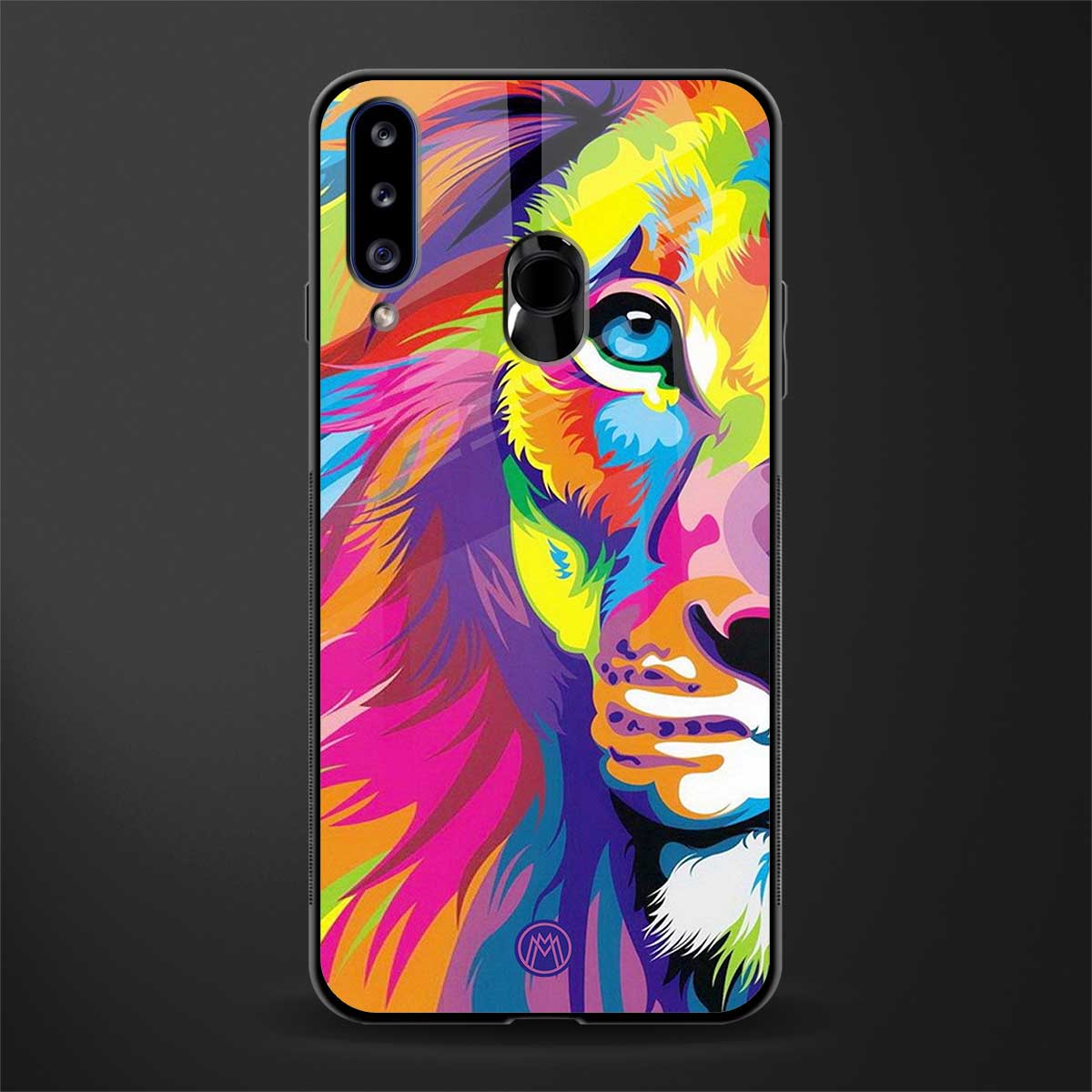 colourful fierce lion glass case for samsung galaxy a20s image