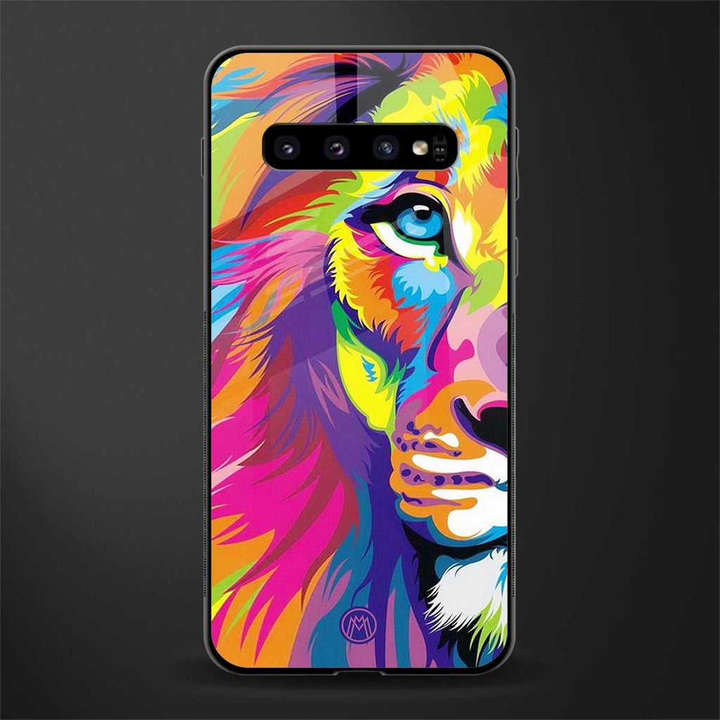 colourful fierce lion glass case for samsung galaxy s10 image