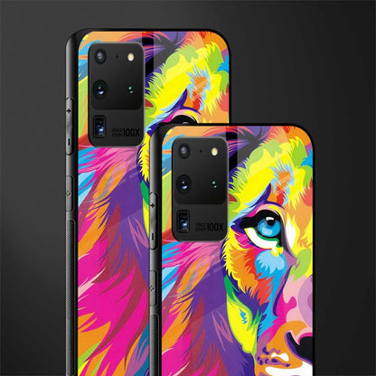 colourful fierce lion glass case for samsung galaxy s20 ultra image-2