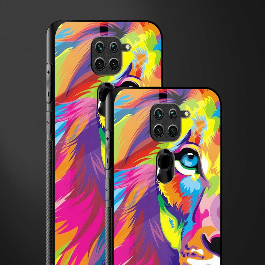 colourful fierce lion glass case for redmi note 9 image-2