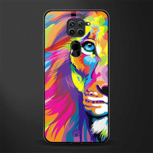colourful fierce lion glass case for redmi note 9 image