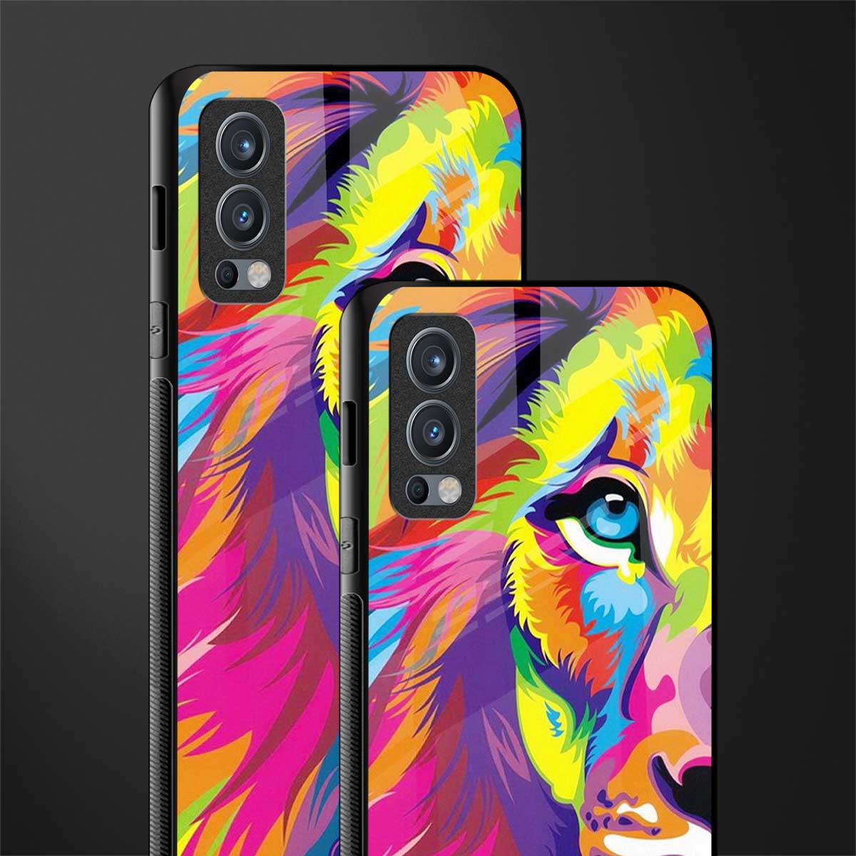 colourful fierce lion glass case for oneplus nord 2 5g image-2