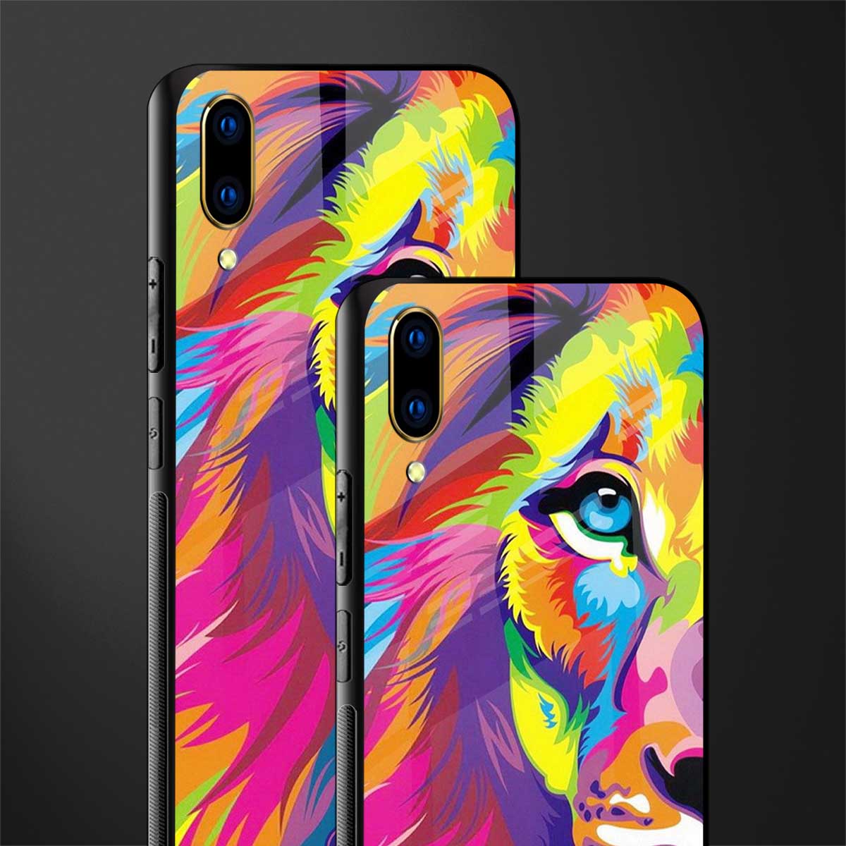 colourful fierce lion glass case for vivo v11 pro image-2