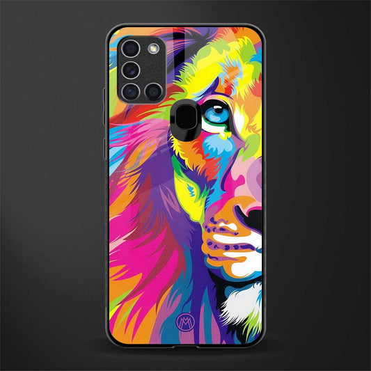colourful fierce lion glass case for samsung galaxy a21s image