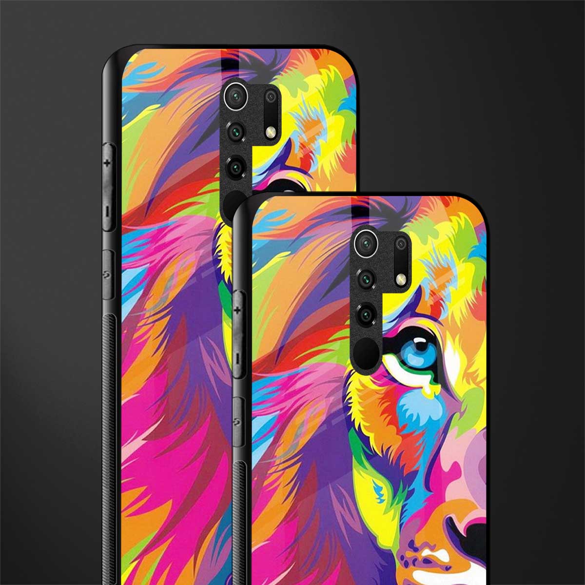 colourful fierce lion glass case for poco m2 image-2