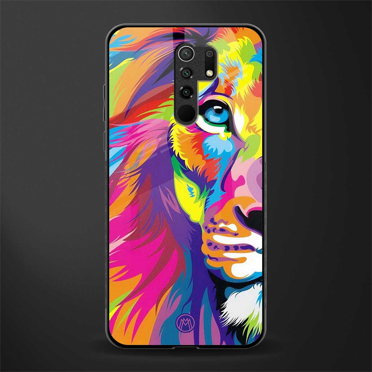 colourful fierce lion glass case for poco m2 image