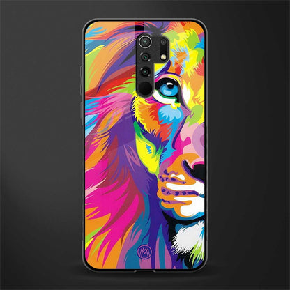 colourful fierce lion glass case for poco m2 image