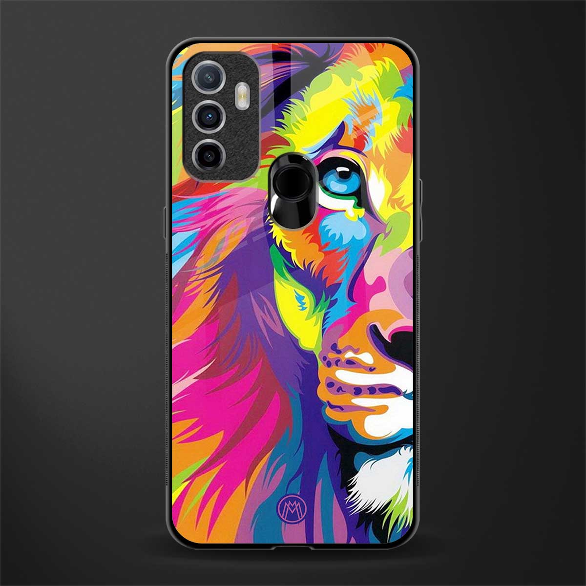 colourful fierce lion glass case for oppo a53 image
