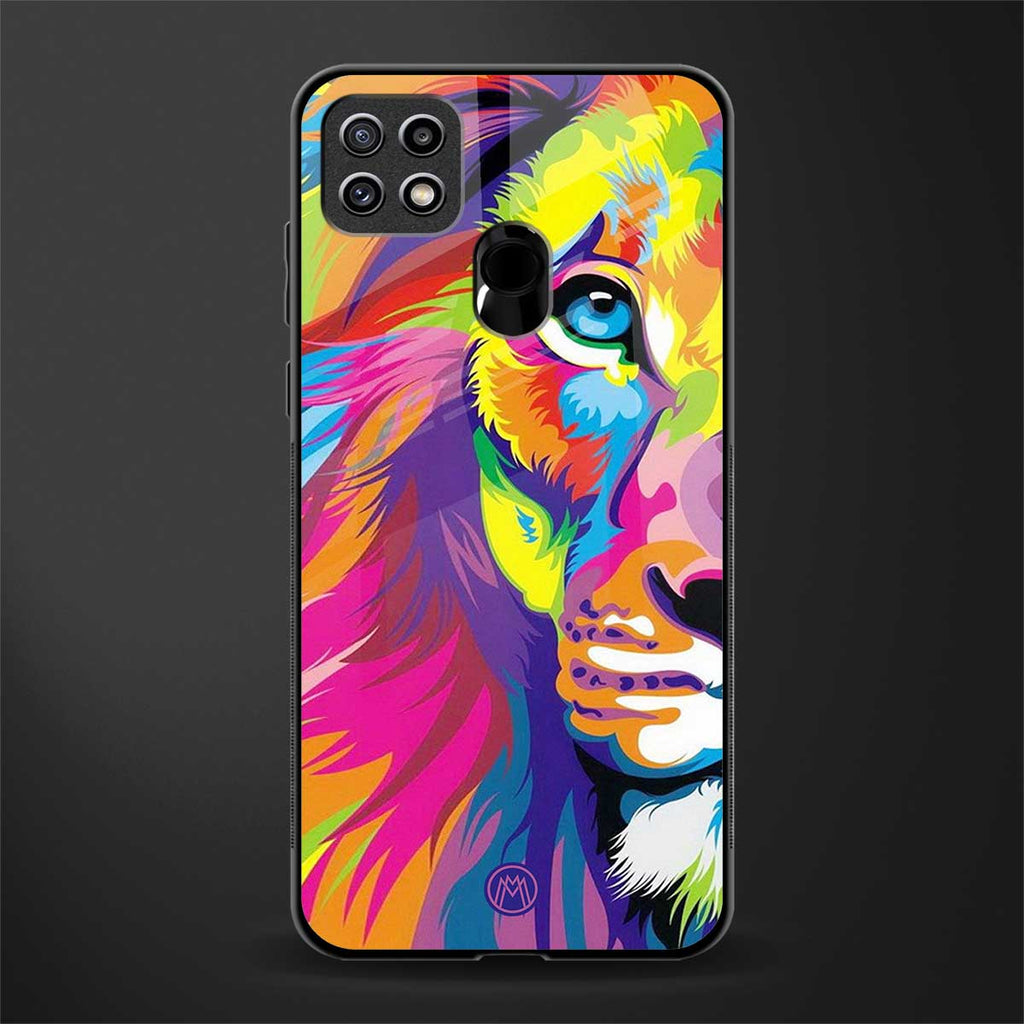 colourful fierce lion glass case for oppo a15 image