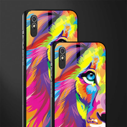 colourful fierce lion glass case for redmi 9i image-2