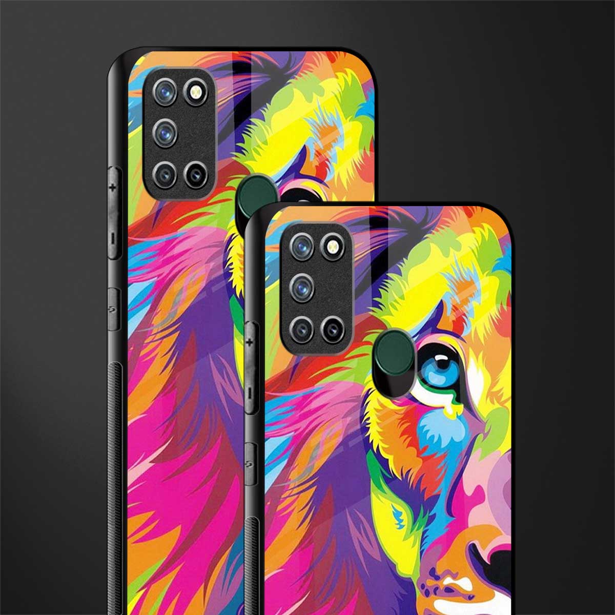 colourful fierce lion glass case for realme 7i image-2