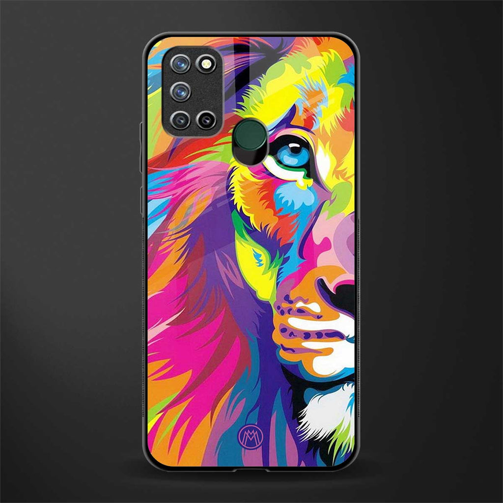 colourful fierce lion glass case for realme 7i image