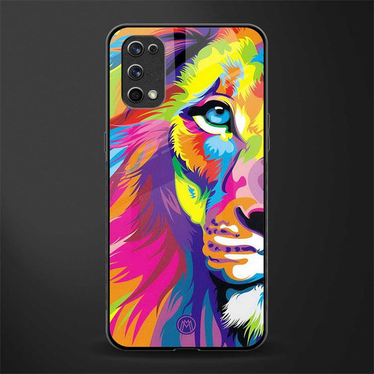 colourful fierce lion glass case for realme 7 pro image
