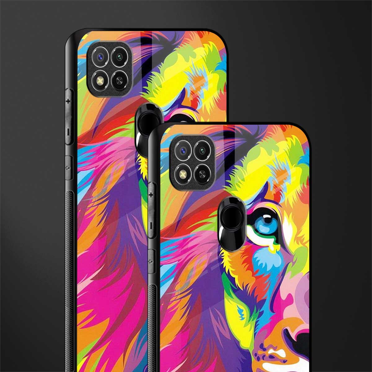 colourful fierce lion glass case for poco c31 image-2