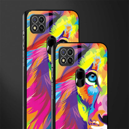 colourful fierce lion glass case for poco c31 image-2