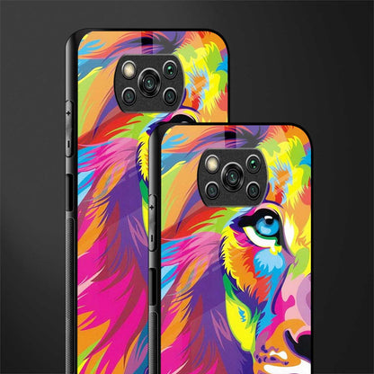 colourful fierce lion glass case for poco x3 pro image-2