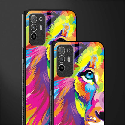 colourful fierce lion glass case for oppo f19 pro plus image-2