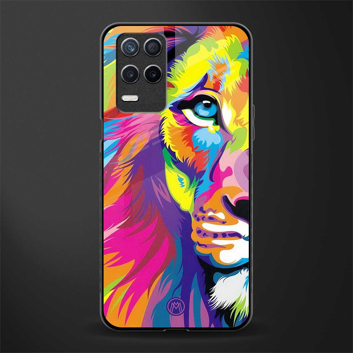 colourful fierce lion glass case for realme 8 5g image