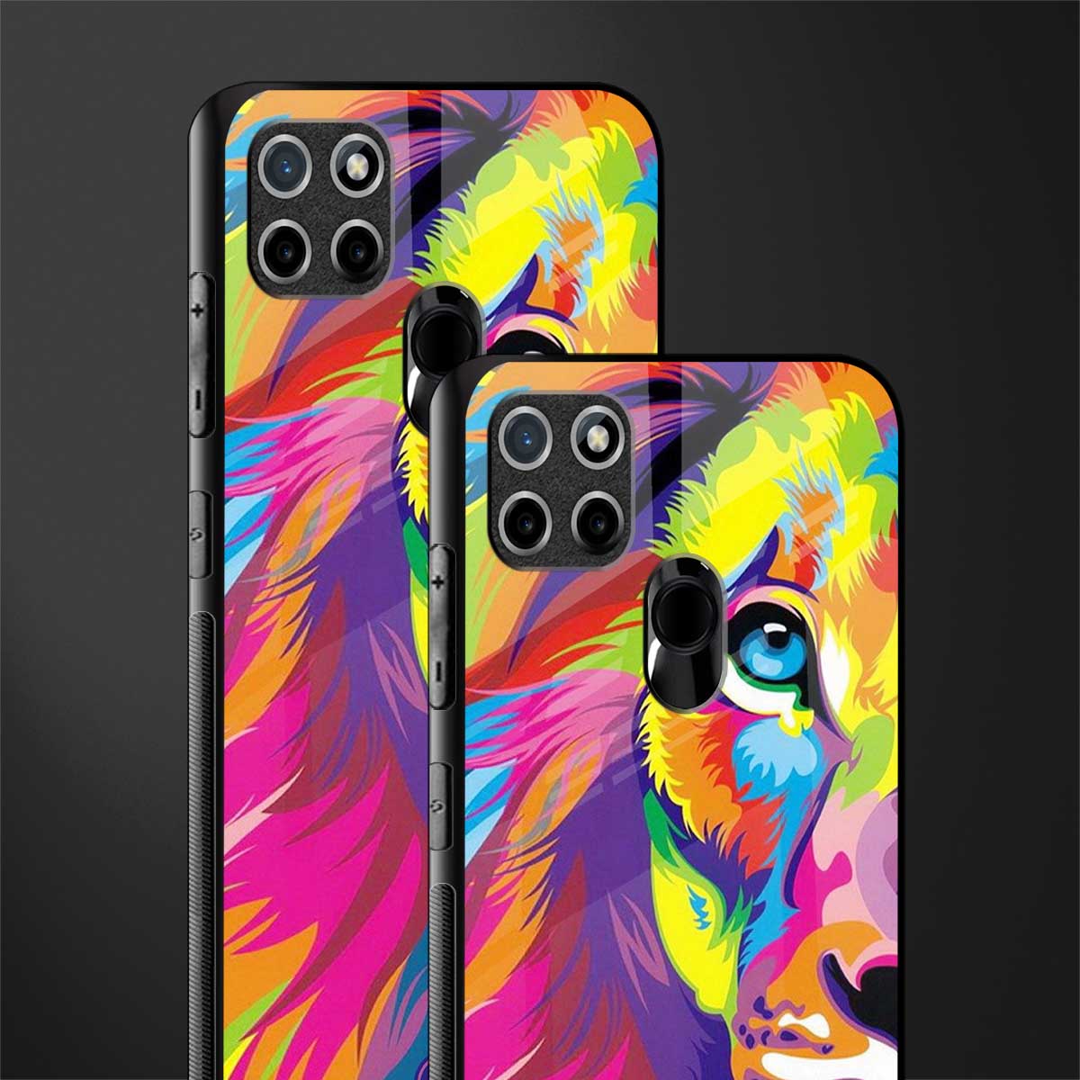 colourful fierce lion glass case for realme c21 image-2