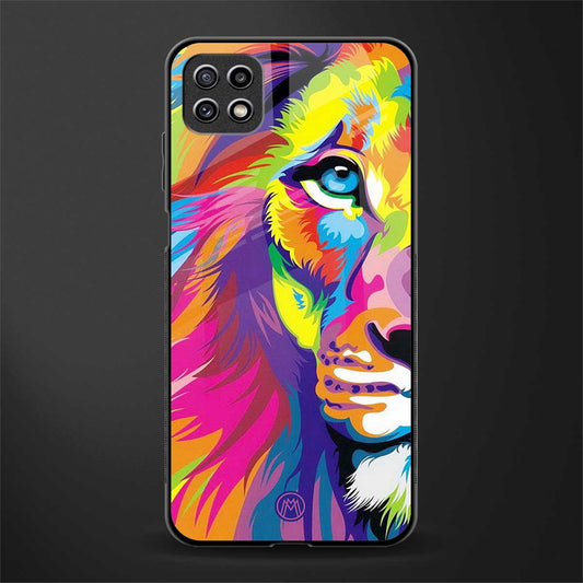 colourful fierce lion glass case for samsung galaxy a22 5g image