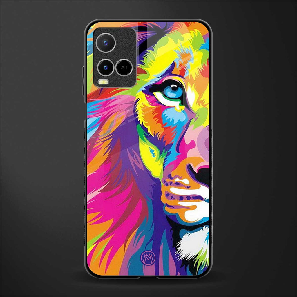 colourful fierce lion glass case for vivo y21s image