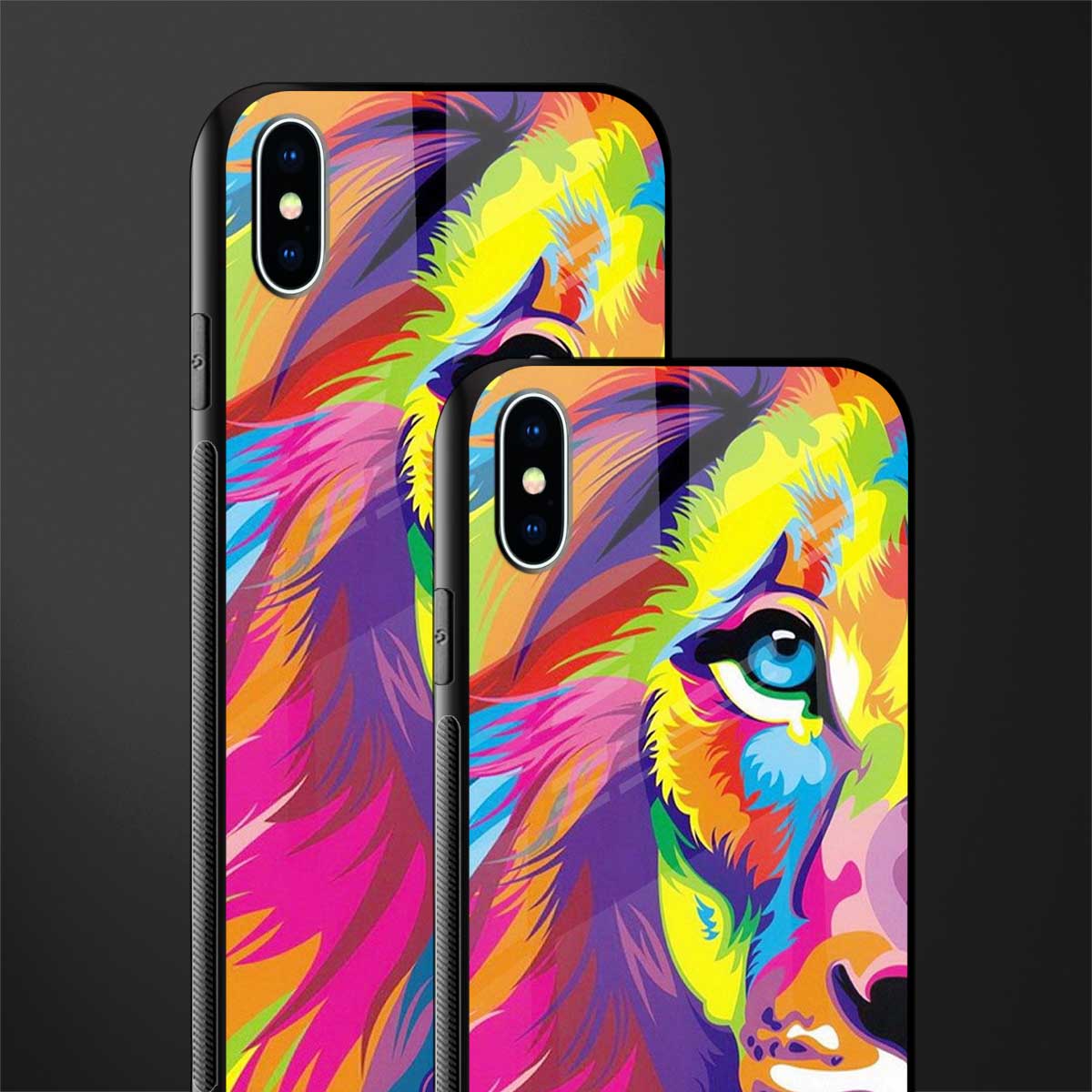 colourful fierce lion glass case for iphone xs max image-2