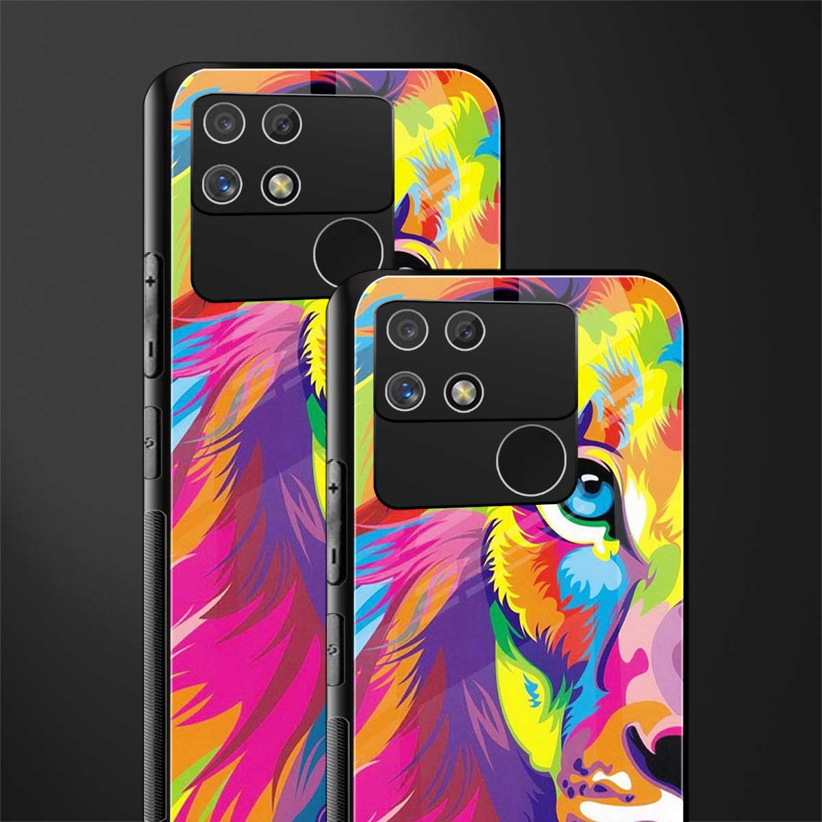 colourful fierce lion back phone cover | glass case for realme narzo 50a