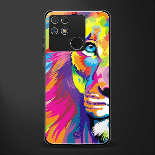 colourful fierce lion back phone cover | glass case for realme narzo 50a